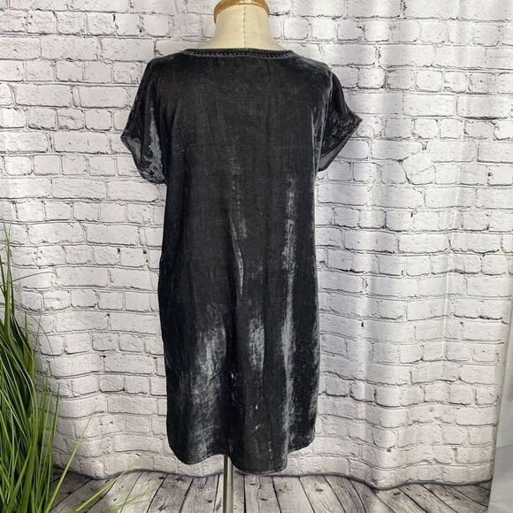 Chelsea & Theodore Womens Shift Floral Dress Embroidered Velvet Gray‎ Pink Small - Picture 3 of 9